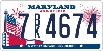 MD license plate 7BK4674