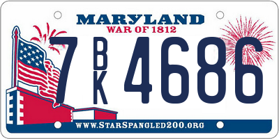 MD license plate 7BK4686