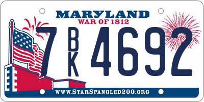 MD license plate 7BK4692