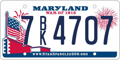 MD license plate 7BK4707