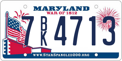 MD license plate 7BK4713