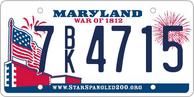 MD license plate 7BK4715
