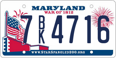 MD license plate 7BK4716