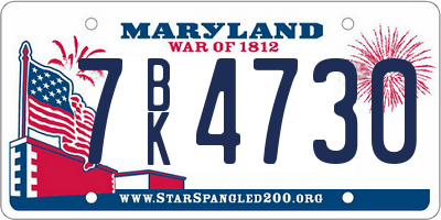 MD license plate 7BK4730