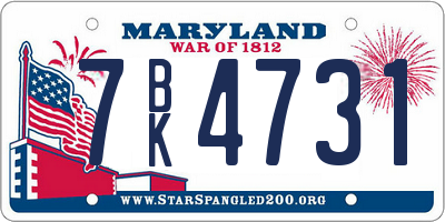 MD license plate 7BK4731