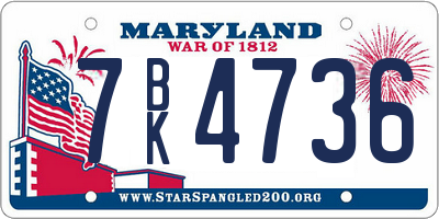 MD license plate 7BK4736