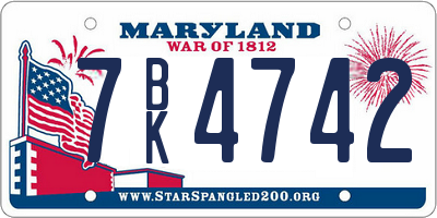 MD license plate 7BK4742
