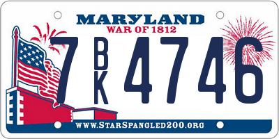 MD license plate 7BK4746