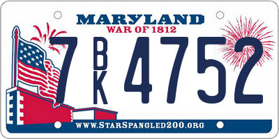 MD license plate 7BK4752