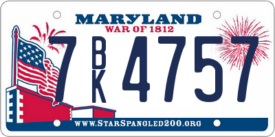 MD license plate 7BK4757