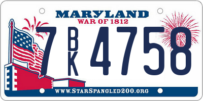 MD license plate 7BK4758