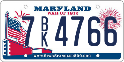 MD license plate 7BK4766
