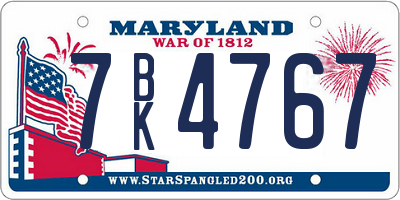 MD license plate 7BK4767