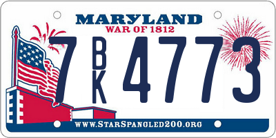 MD license plate 7BK4773