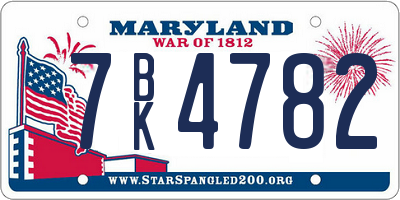 MD license plate 7BK4782