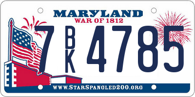 MD license plate 7BK4785