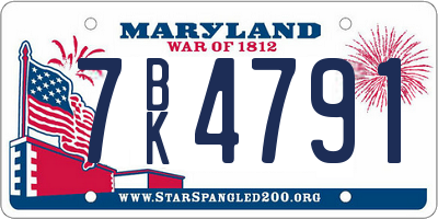 MD license plate 7BK4791