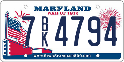 MD license plate 7BK4794
