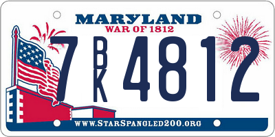 MD license plate 7BK4812
