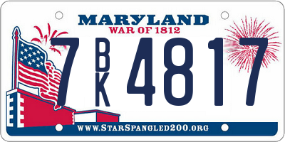 MD license plate 7BK4817