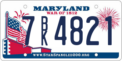 MD license plate 7BK4821