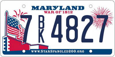 MD license plate 7BK4827