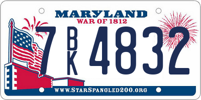 MD license plate 7BK4832