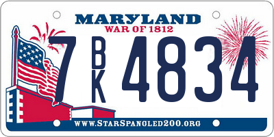 MD license plate 7BK4834