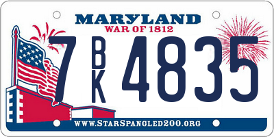 MD license plate 7BK4835