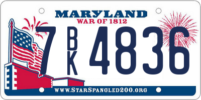 MD license plate 7BK4836