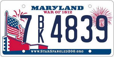 MD license plate 7BK4839
