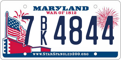 MD license plate 7BK4844