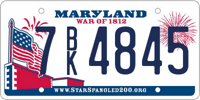 MD license plate 7BK4845