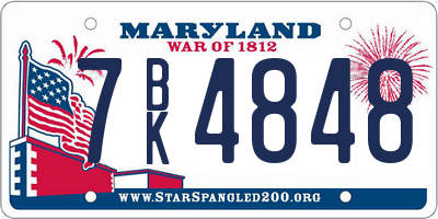 MD license plate 7BK4848