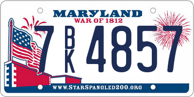 MD license plate 7BK4857