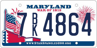 MD license plate 7BK4864