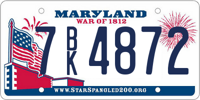 MD license plate 7BK4872