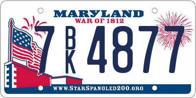 MD license plate 7BK4877