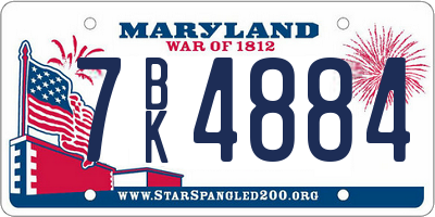 MD license plate 7BK4884