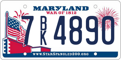 MD license plate 7BK4890