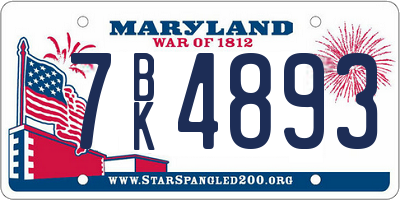 MD license plate 7BK4893
