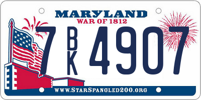 MD license plate 7BK4907