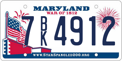 MD license plate 7BK4912