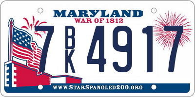 MD license plate 7BK4917