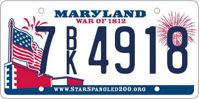 MD license plate 7BK4918
