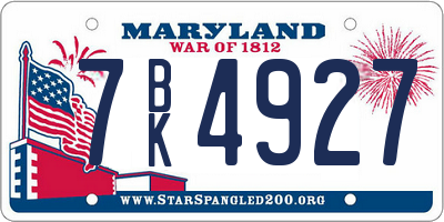 MD license plate 7BK4927