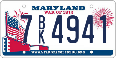 MD license plate 7BK4941
