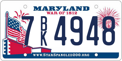 MD license plate 7BK4948