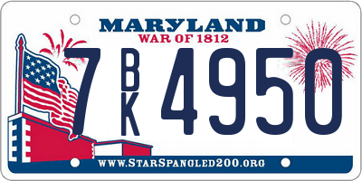 MD license plate 7BK4950
