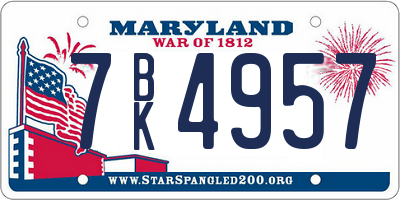 MD license plate 7BK4957